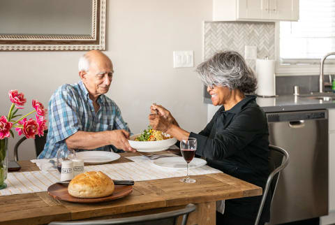 Older couple having dinner