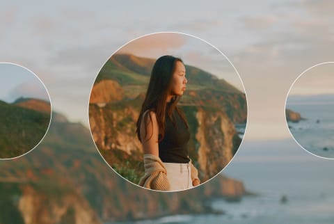 Girl Looking At Ocean In Big Sur During Sunset
