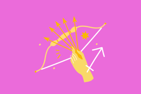 aries symbol over bright pink background