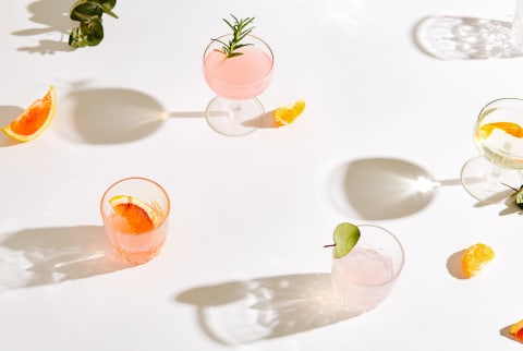 Variety of Cocktails With Fresh Citrus and Herbs