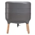 grey worm bin on black wood legs