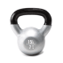 Silver 15 lb kettlebell with black handle