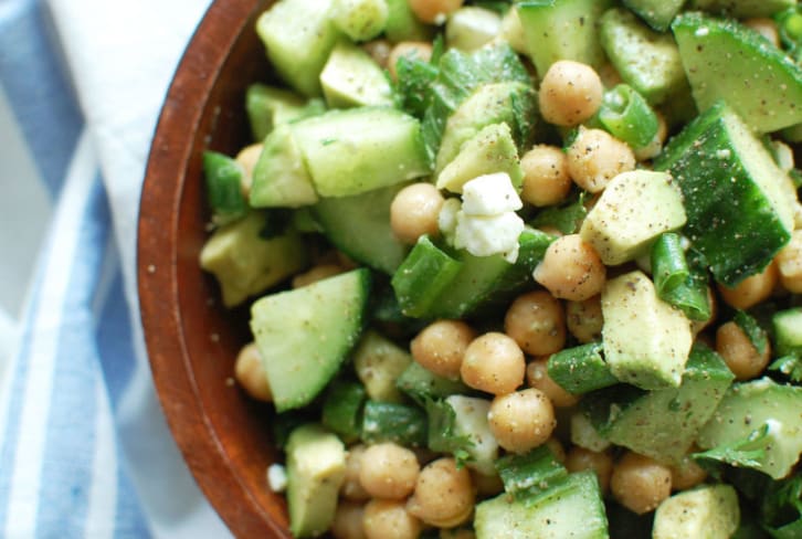 Chickpea, Cucumber + Avocado Salad For A Refreshing Lunch