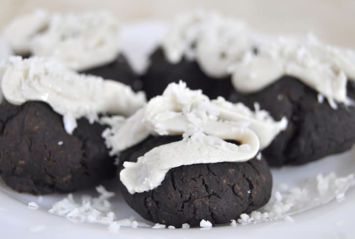 Gluten-Free Double Chocolate Cookies With Creamy Frosting