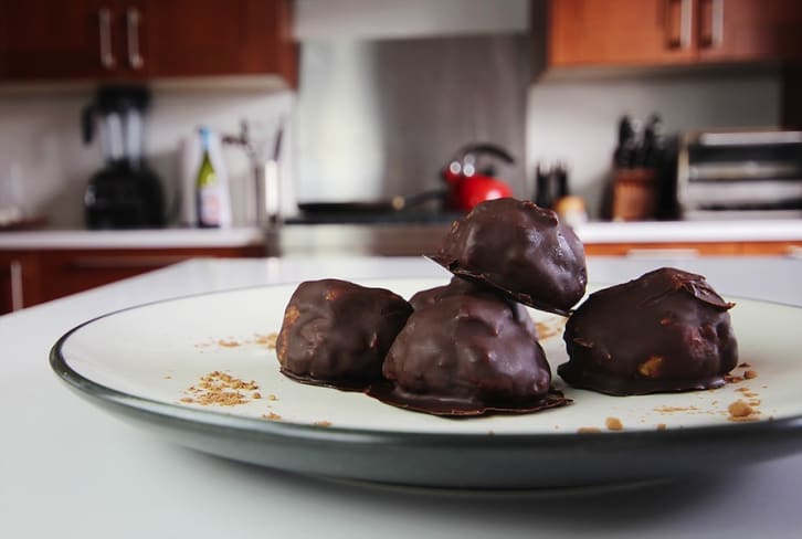 Gluten-Free Chocolate Coated Peanut Butter Protein Balls