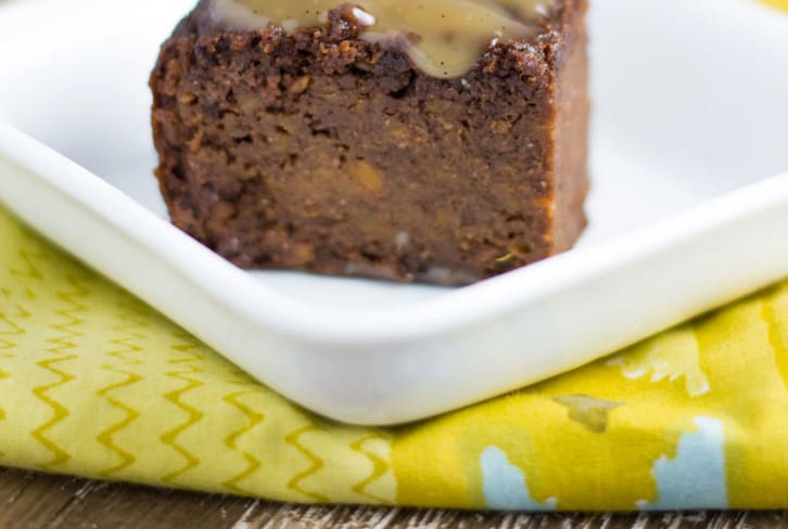 Caramel Sauce Makes These Chocolate Sweet Potato Brownies Even Better