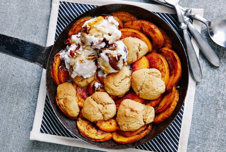 This Easy-To-Make Vegan Peach Cobbler Is The Perfect Simple Summer Dessert