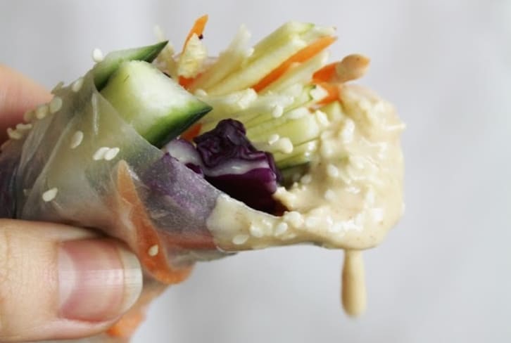 A Lighter Lunch: Raw Spring Rolls With Vegan Dipping Sauces