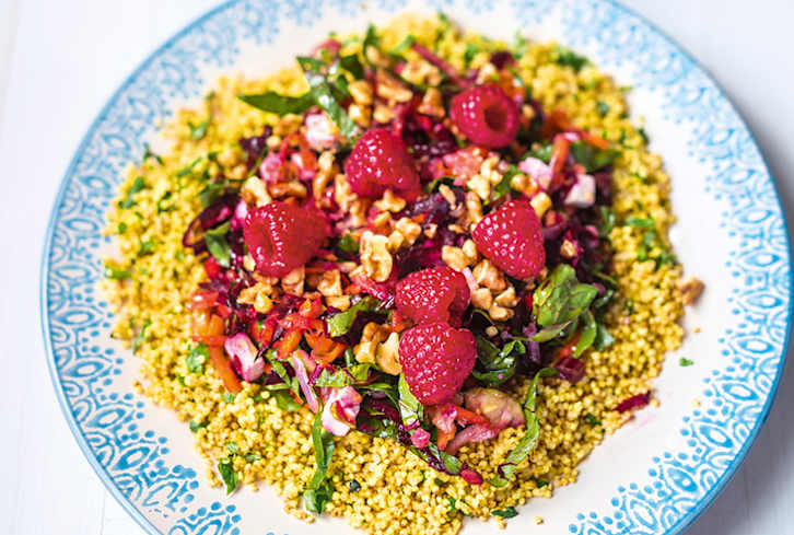 Brighten Your Day With This Beet, Apple + Raspberry Salad With Herb Millet