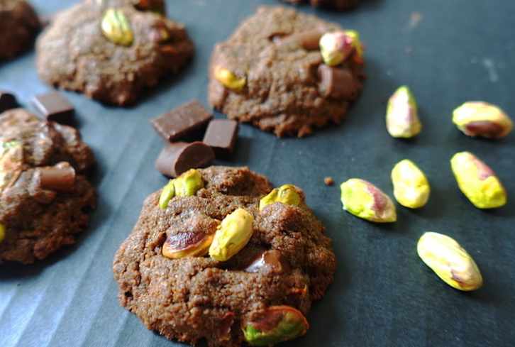 Gluten-Free + Vegan Double-Chocolate Pistachio Cookies