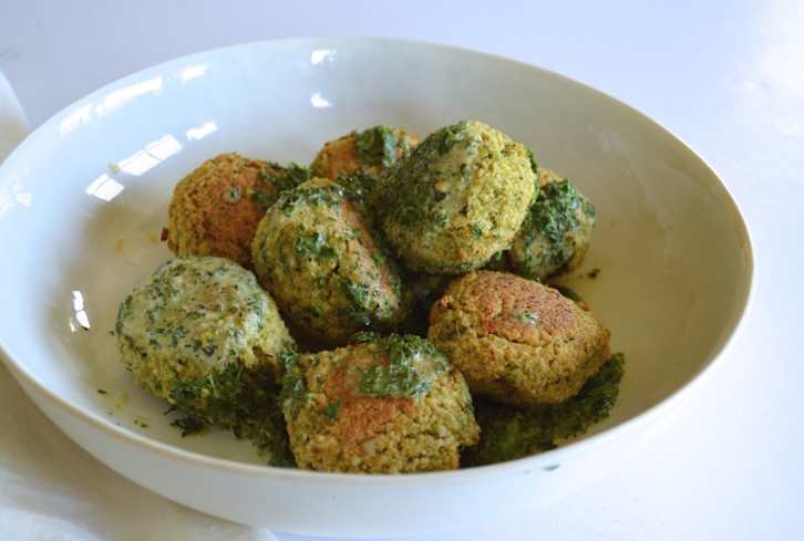 Broccoli, White Bean + Ricotta "Meatballs" With Herbed Tahini Yogurt