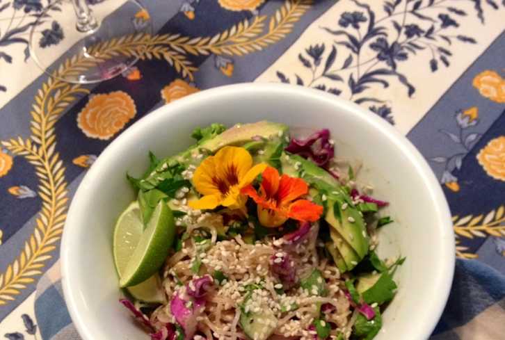 Sweet & Spicy Sun Butter Kelp Noodles With Cabbage & Avocado