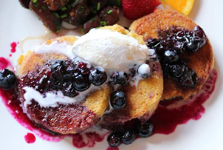 Lemon Johnnycakes With Blueberry Syrup (Vegan & Gluten-Free!)