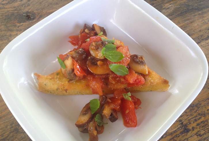 Polenta With Sautéed Mushrooms & Tomatoes (GF Or Vegan!)