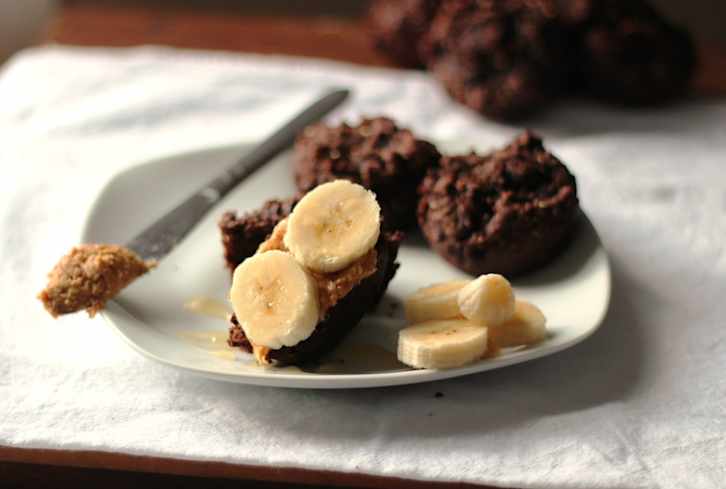Chocolate Peanut Butter Muffins Sweetened Only With Honey + Bananas