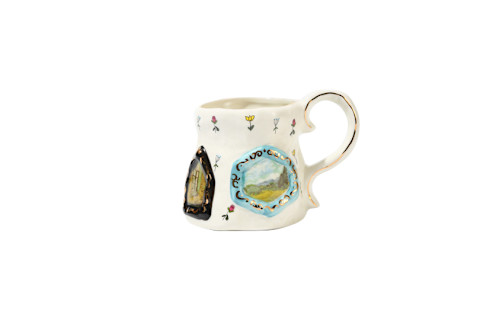 Whimsical, hand-painted ceramic mug for an artful morning ritual. Whimsical, hand-painted ceramic mug for an artful morning ritual.