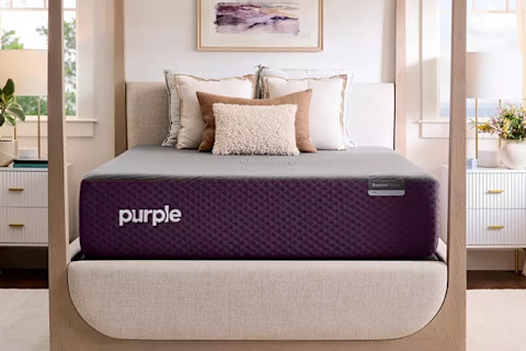 Purple RestorePremier Mattress Purple RestorePremier Mattress in bedroom with lamp