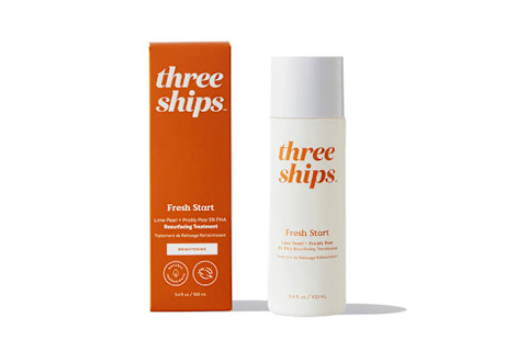 three ships fresh start resurfacing treatment bottle and product packaging