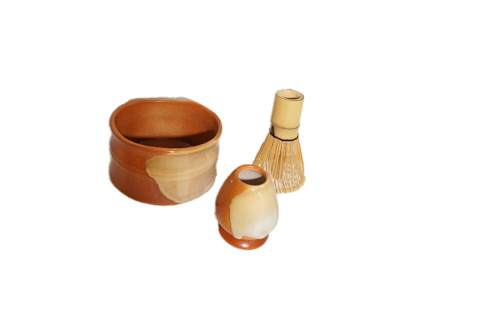 A set of ceramic and bamboo tools for preparing matcha tea from Hue-Gah Home