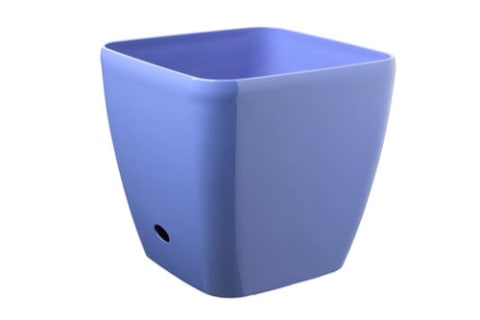 Square self-watering planter in blue