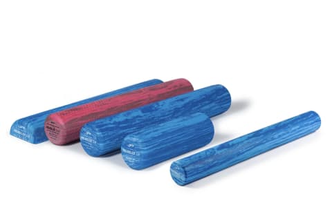 red and blue foam rollers