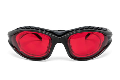 blue light blocking glasses in red