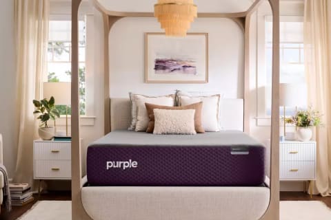 Purple RestorePremier Mattress Purple RestorePremier Mattress in bedroom with lamp