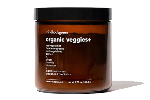 mindbodygreen organic veggies+ amber jar