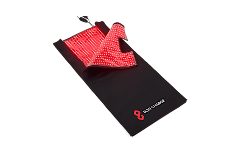 Bon Charge Red Light Therapy Blanket with lights on