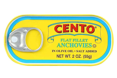Cento anchovies in yellow and blue tin