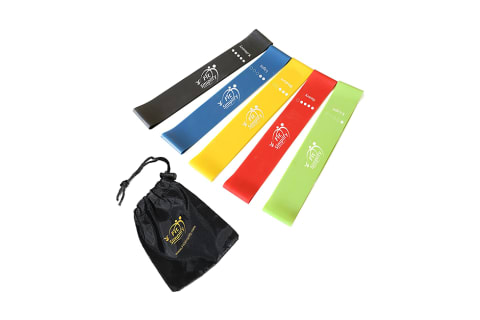 fit simply resistance bands in rainbow color