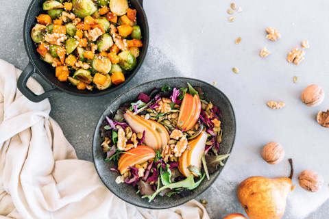 healthy meal featuring the cruciferous vegetable Brussels sprouts