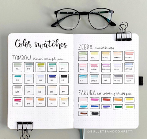 Bullet journal with color tracker