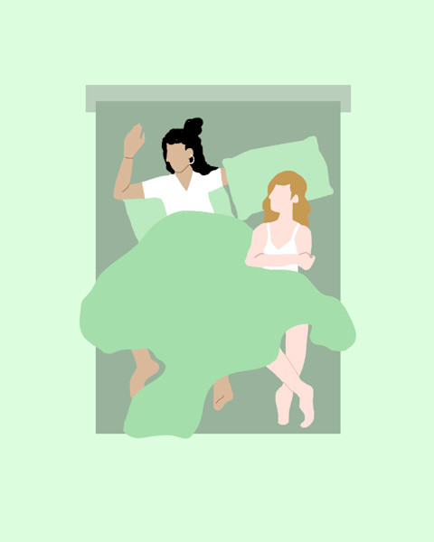 Illustration of a popular couples sleeping position. Illustration of a popular couples sleeping position.