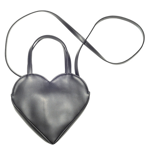 black vegan leather bag in heart shape with strap black vegan leather bag in heart shape with strap