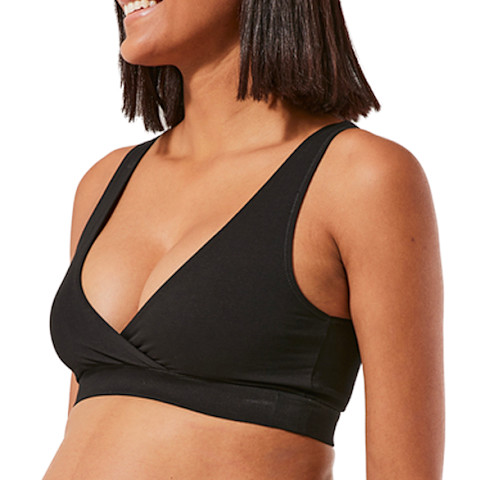woman in black bra maternity