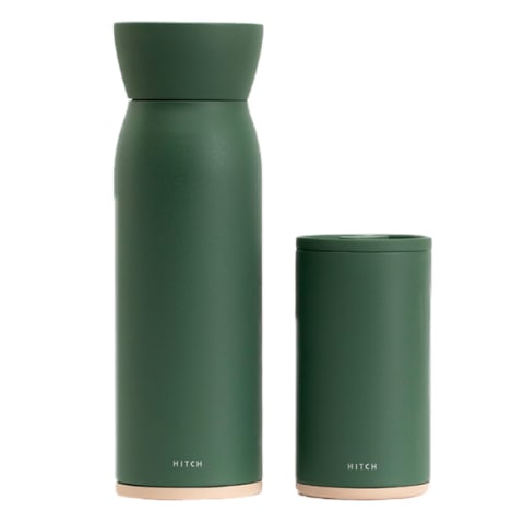 green bottle with removable cup lid