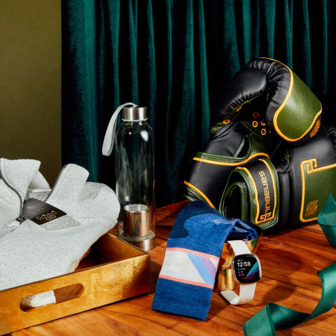 fitness gifts on a table