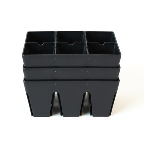 black trays for storing soil