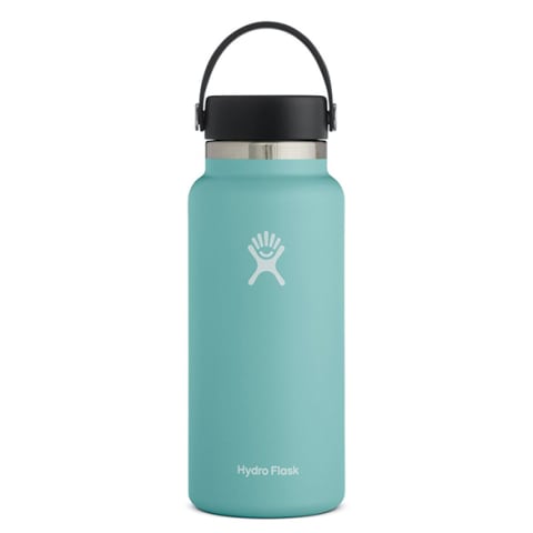 teal water bottle with black lid