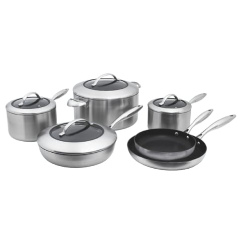 steel and non-stick 10-piece cookware set with lids
