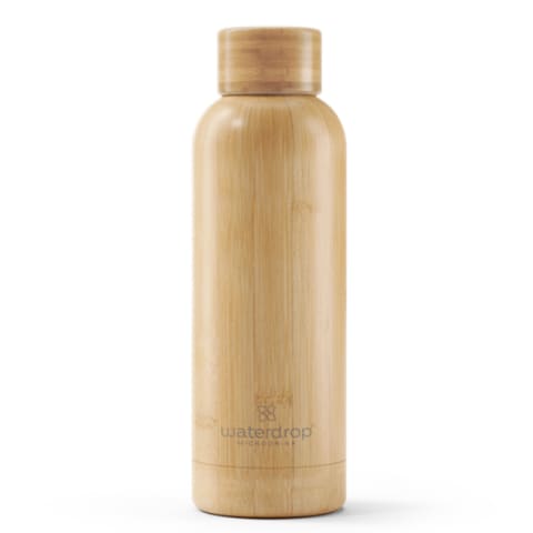 insulated water bottle in wood pattern