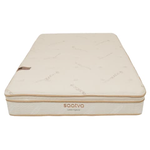 beige mattress on white background