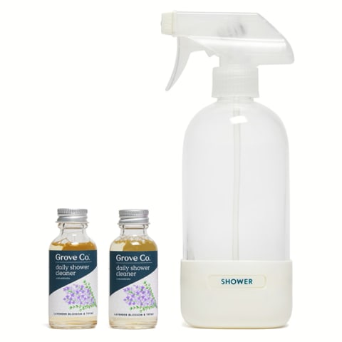 glass shower spray bottle with concentrates
