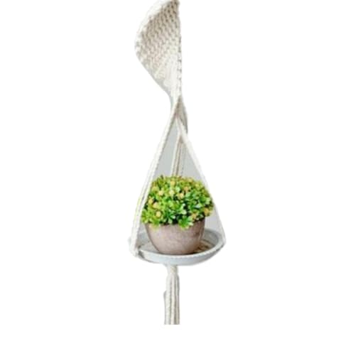 macrame planter in white