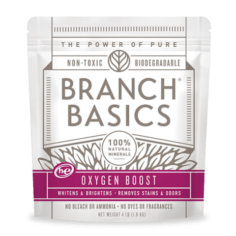 Branch Basics oxygen boost package white with pink accents