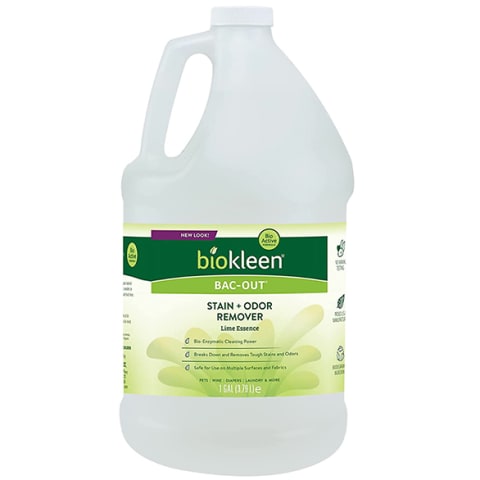 enzyme cleaner with white gallon with green label