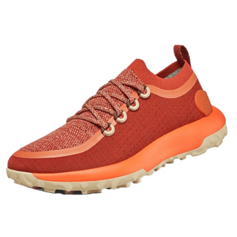 Allbirds orange and red trail running shoes 