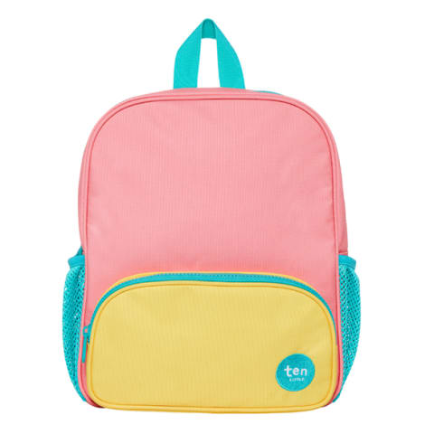 Ten Little backpack in pink and yellow