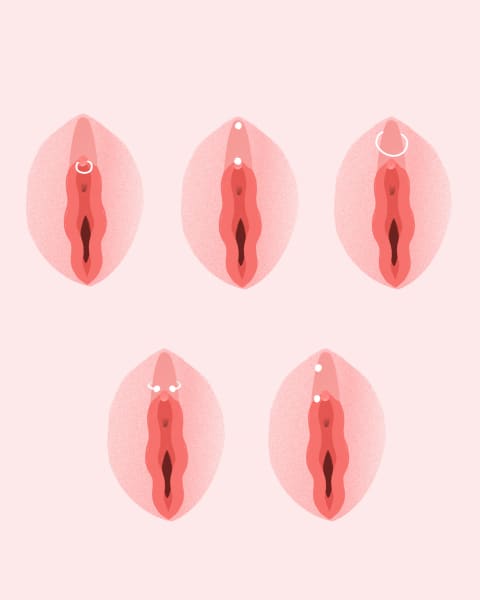 Image of different types of clit piercings. Image of different types of clit piercings.
